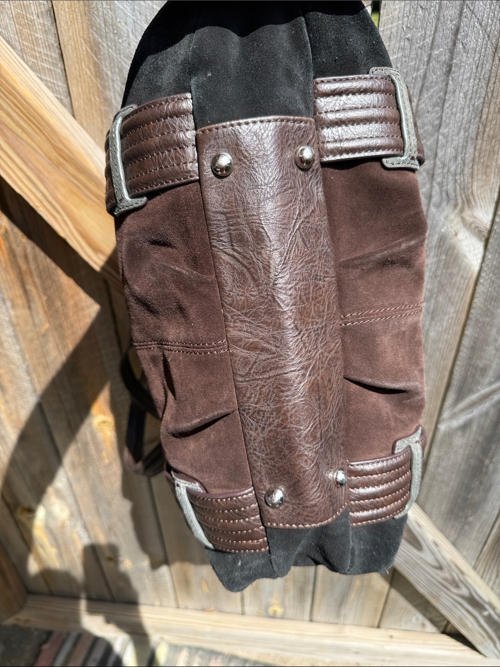 Tignanello Colorblock Brown Suede Boho Purse - Picture 5 of 7